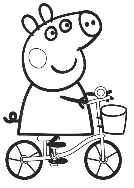 Coloring page Peppa on a bicycle Coloring page Peppa on a bicycle